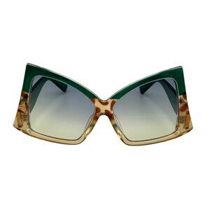 7003 | Green/Tan Semi Square Butterfly Oversize Sunglasses
